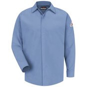 Midweight FR Pocketless Concealed-Gripper Work Shirt in Light Blue
